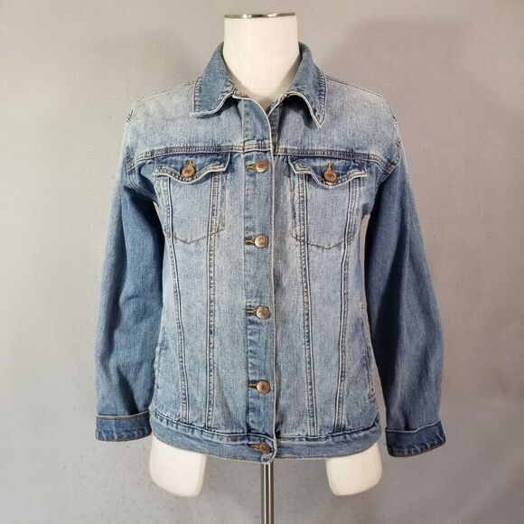 Forever 21 denim trucker jacket Women's small blue cotton - Picture 1 of 12